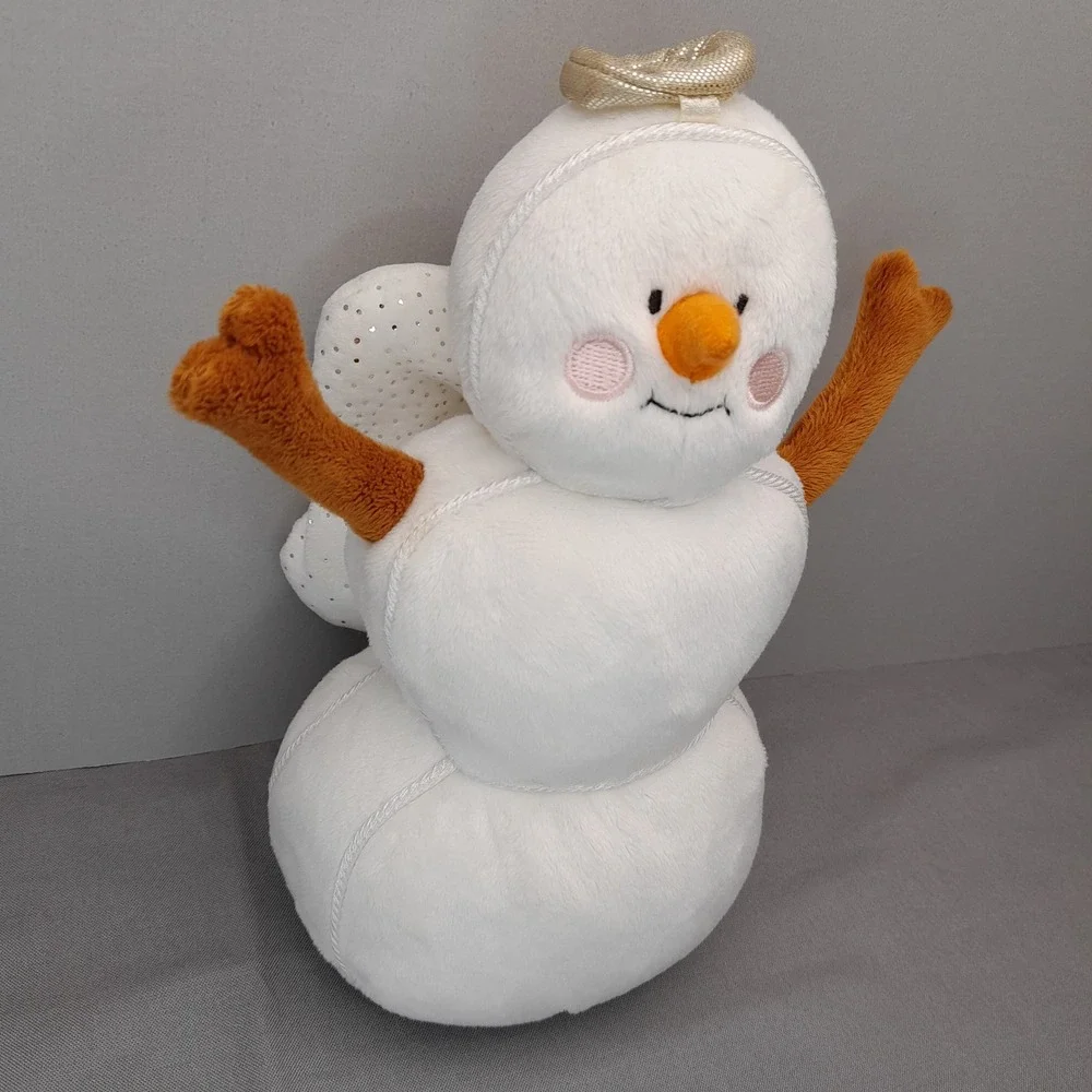 Douglas The Cuddle Toy Angel Snowman Plush White Gold Halo Silver Wings 8 inch